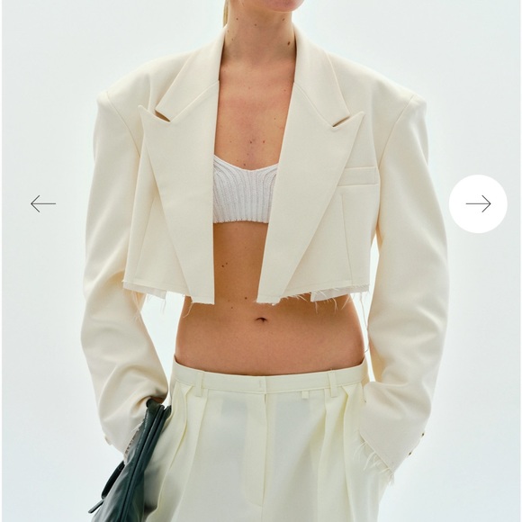 Source Unknown Jackets & Blazers - Source Unknown Frayed Open Blazer in Champagne